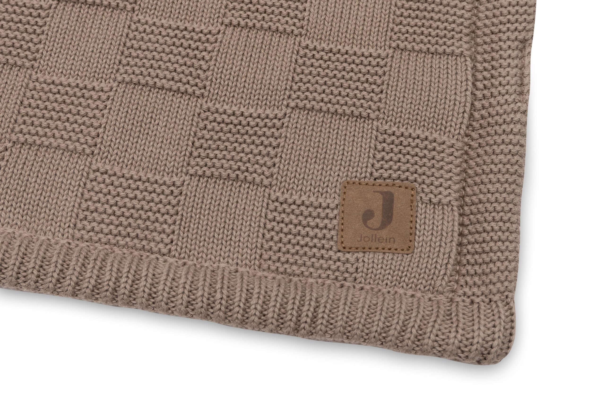 Jollein Manta para bebé Box Knit - Milky Coffee/Velvet - 110x150cm - 100% Algodón - para Cuna - 1.5 TOG - Certificación Gots