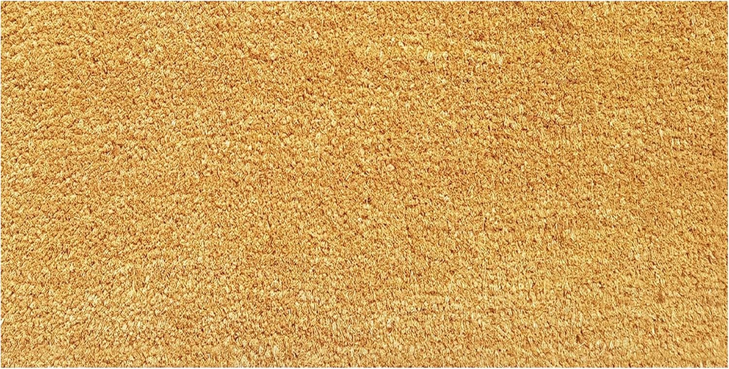 extra large floor mat for patio, coco coir with pvc-backing, non slip for farmhouse and home decor, rustic basic print, beige, 47"x22"