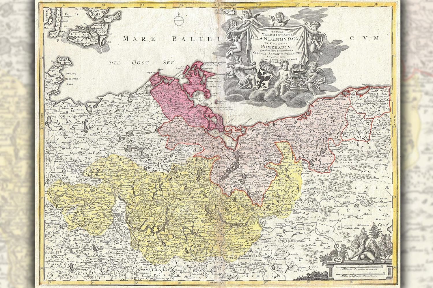 History Galore 16"x24" Gallery Canvas, 1720 Homann Map of Brandenberg and Pomerania, Germany