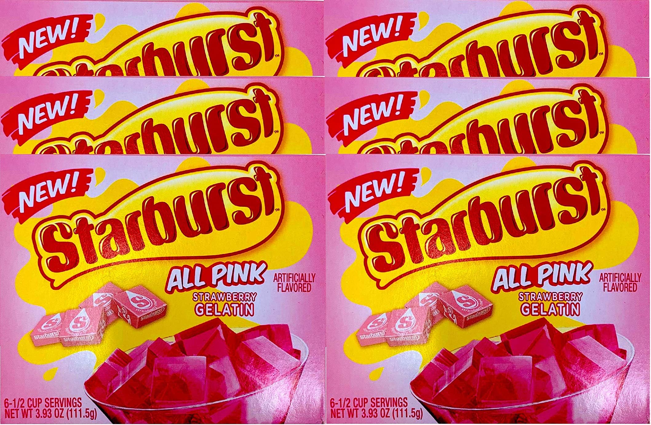 NEW Classic Starburst Fruity Flavored Party Gelatin- Flavors Included Are Cherry, Lemon, Blue Raspberry & All Pink (All Pink, 6)