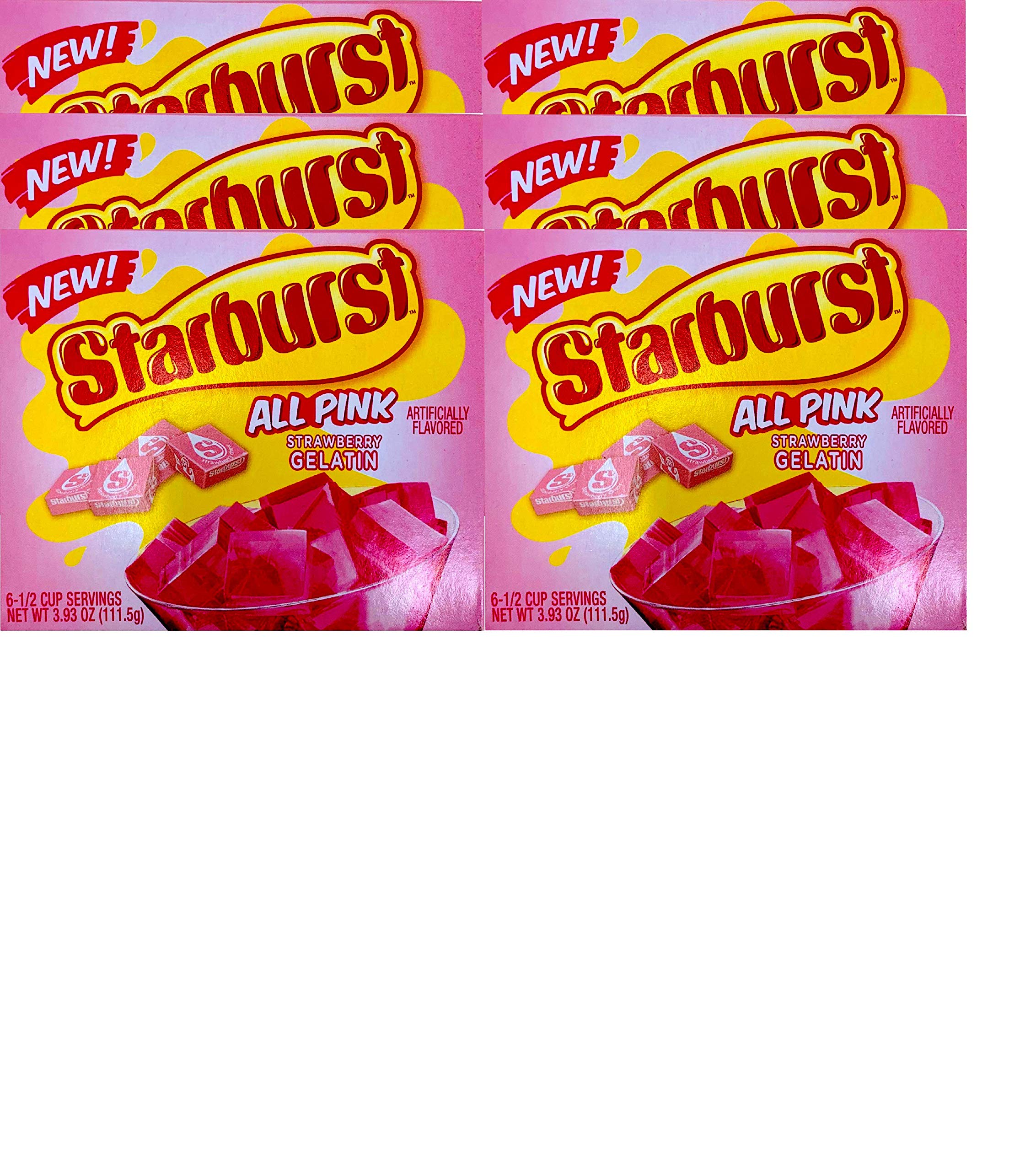NEW Classic Starburst Fruity Flavored Party Gelatin- Flavors Included Are Cherry, Lemon, Blue Raspberry & All Pink (All Pink, 6)