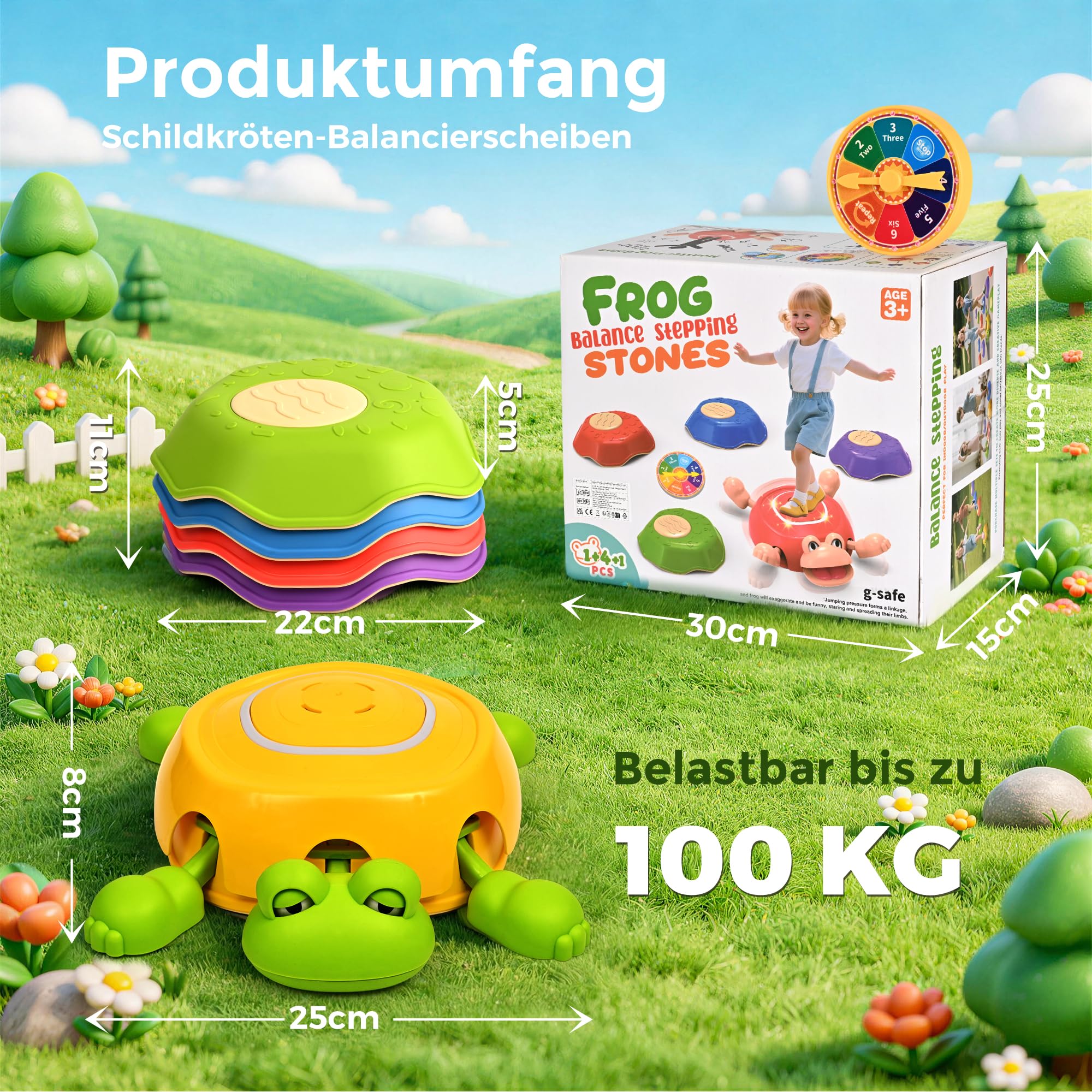 cossy Balanciersteine für Kinder, 5 PCS Frosch-Stapelsteine mit Sensorischen Funktionen, rutschfeste Stapelstein für Drinnen & Draußen, Outdoor Spielzeug ab 3 Jahre