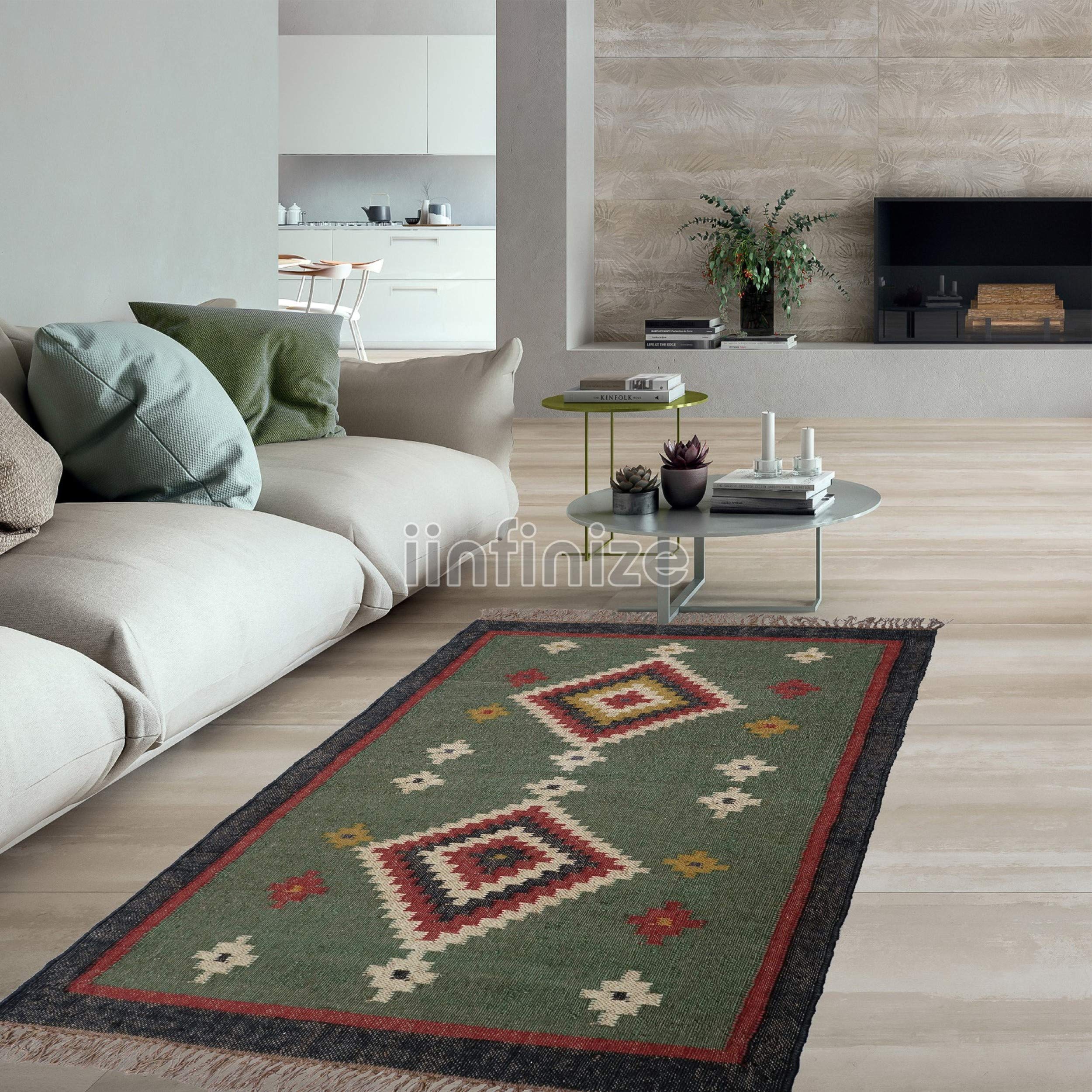 Tapis de sol en jute Kelim bohème pour sublimer l'entrée de votre maison