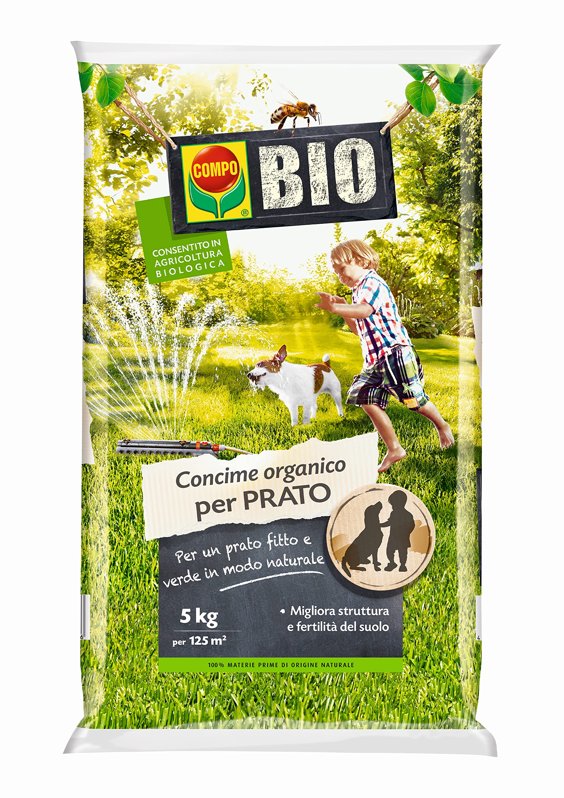 Concime COMPO BIO Per Prato Estate-Autunno - 4kg, Per Prato Verde E Resistente, Biologico