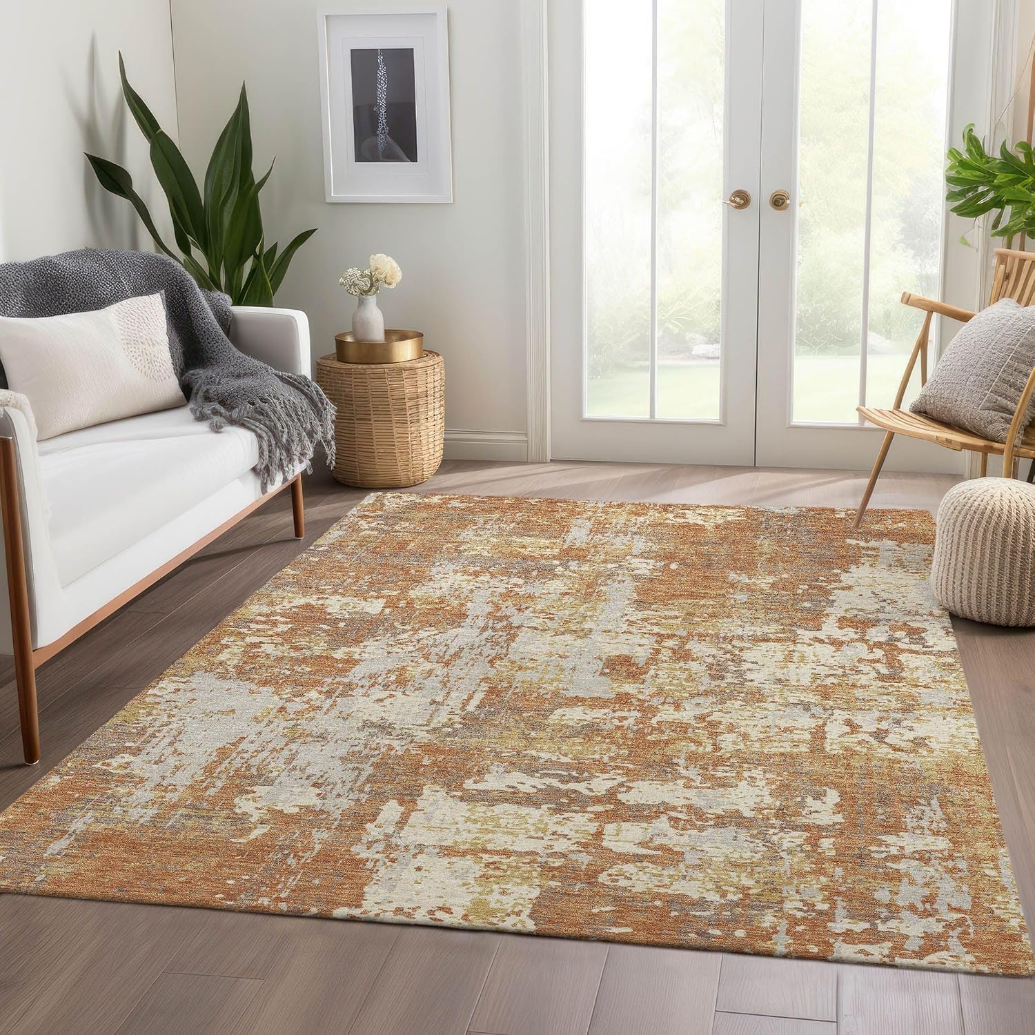 Addison Rugs Mayfield AMF1008 Copper 2'6" x 3'10" Indoor Premium Machine Washable Rug, Silky Soft, Easy Clean, Non Shedding, Bedroom, Living Room, Dining Room, Kitchen Rug