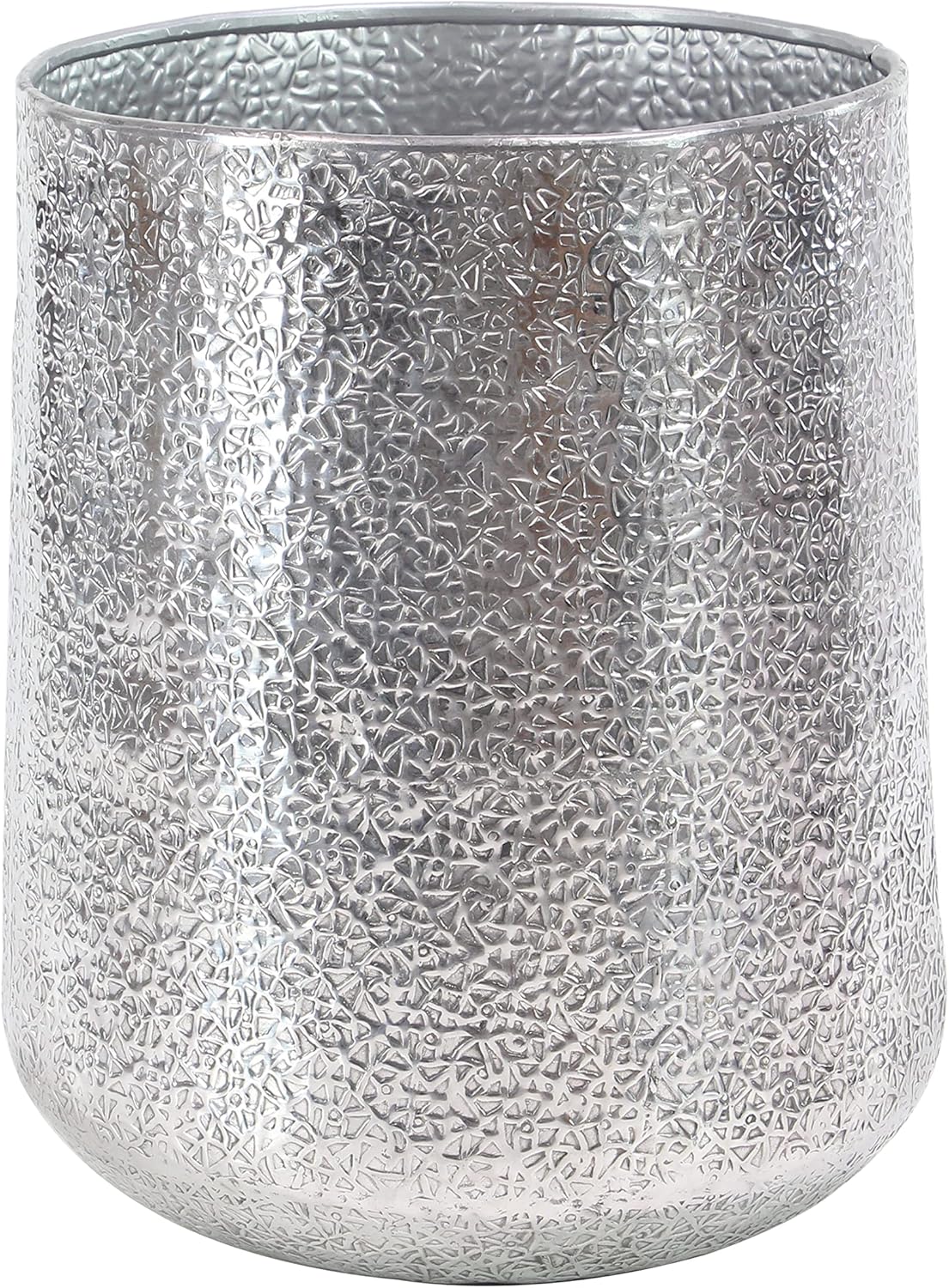 Deco 79 Aluminum Metal Indoor Outdoor Planter Large Planter Pot with Hammered Design, Set of 3 Planters 12", 16", 20"H, Silver