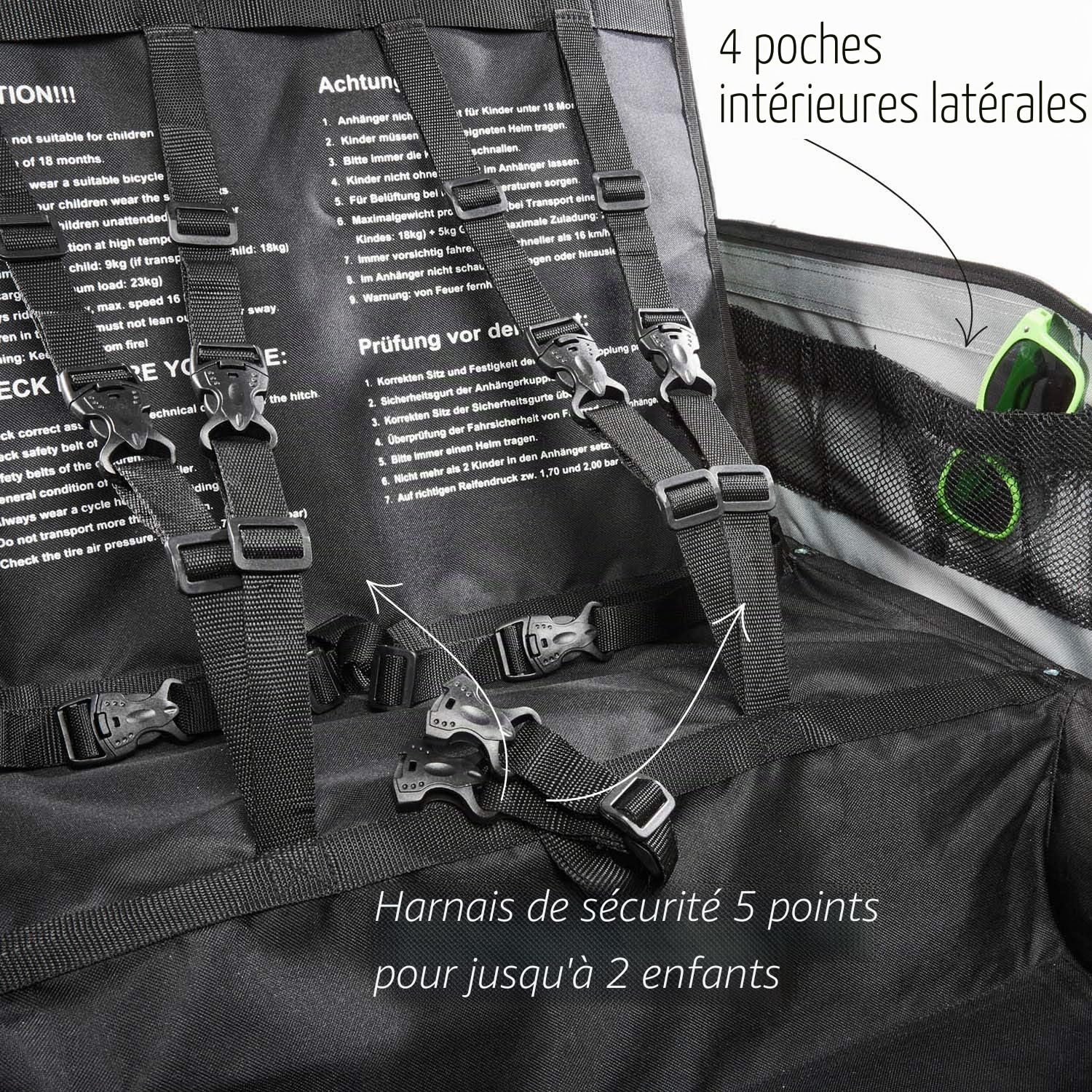 Fischer 86388 Remorque de vélo pour Enfants Confort avec Suspension certifié TÜV/GS, Vert/Anthracite