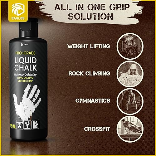 Miniatura 6 de EAGLES Pro Grade Gym Liquid Chalk 50, 120 or 280ml Mess-Free Chalk for Weightlifting, Gymnastics Rock Climbing, Pole Grip, Sports Dries in Seconds -