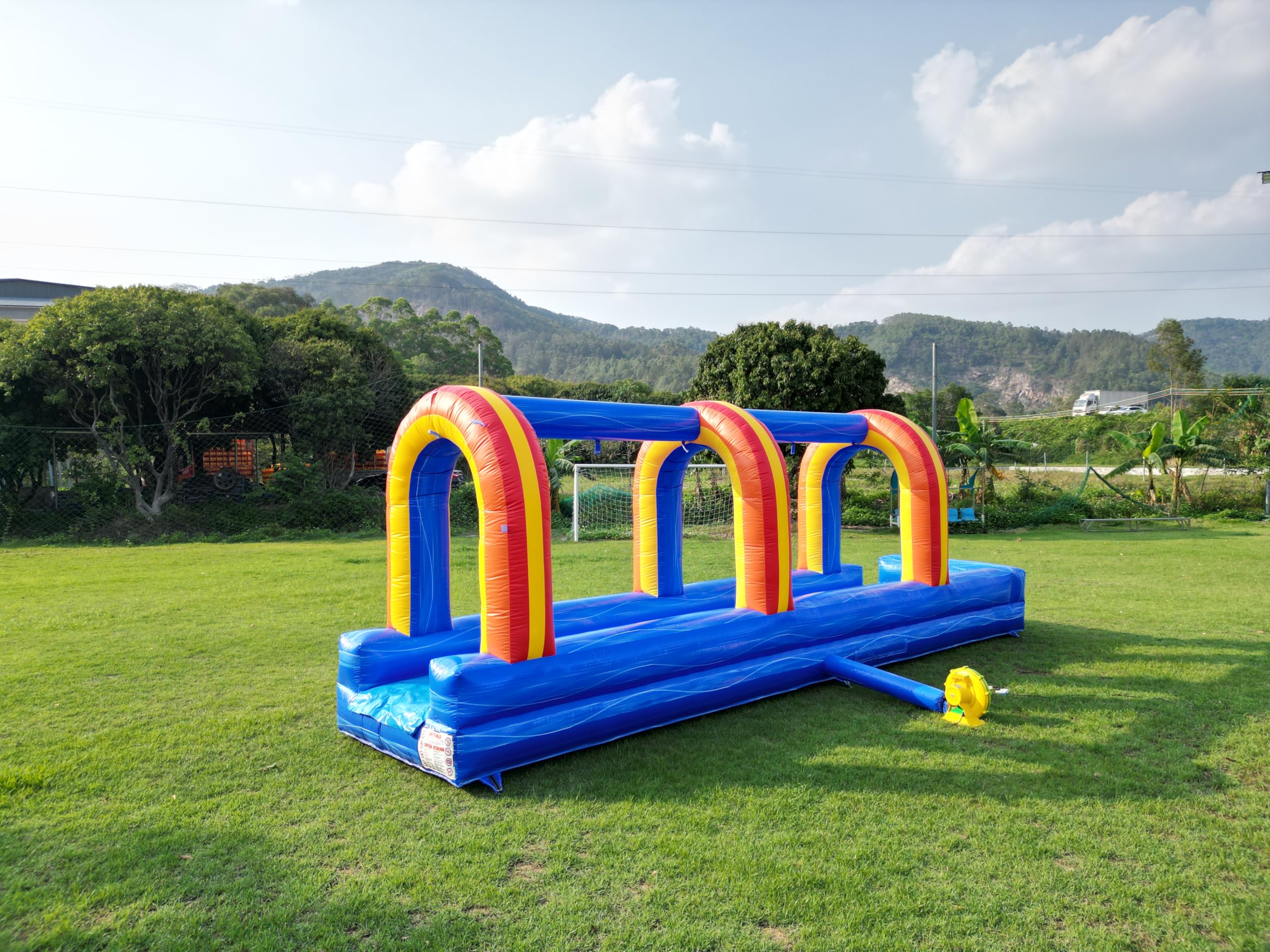 Commercial Grade Inflatable Slip and Splash Slide with Blower for Kids & Adults for Rental or Home Use Outdoor Party Bounce House (Blue Marble, 25ftx 6ftx 9ft)