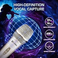 Vista 2 de CAROL E dur-916S - Micrófono vocal dorado XLR con cable para cantar, micrófono supercardioide dinámico con sistema de montaje de doble choque