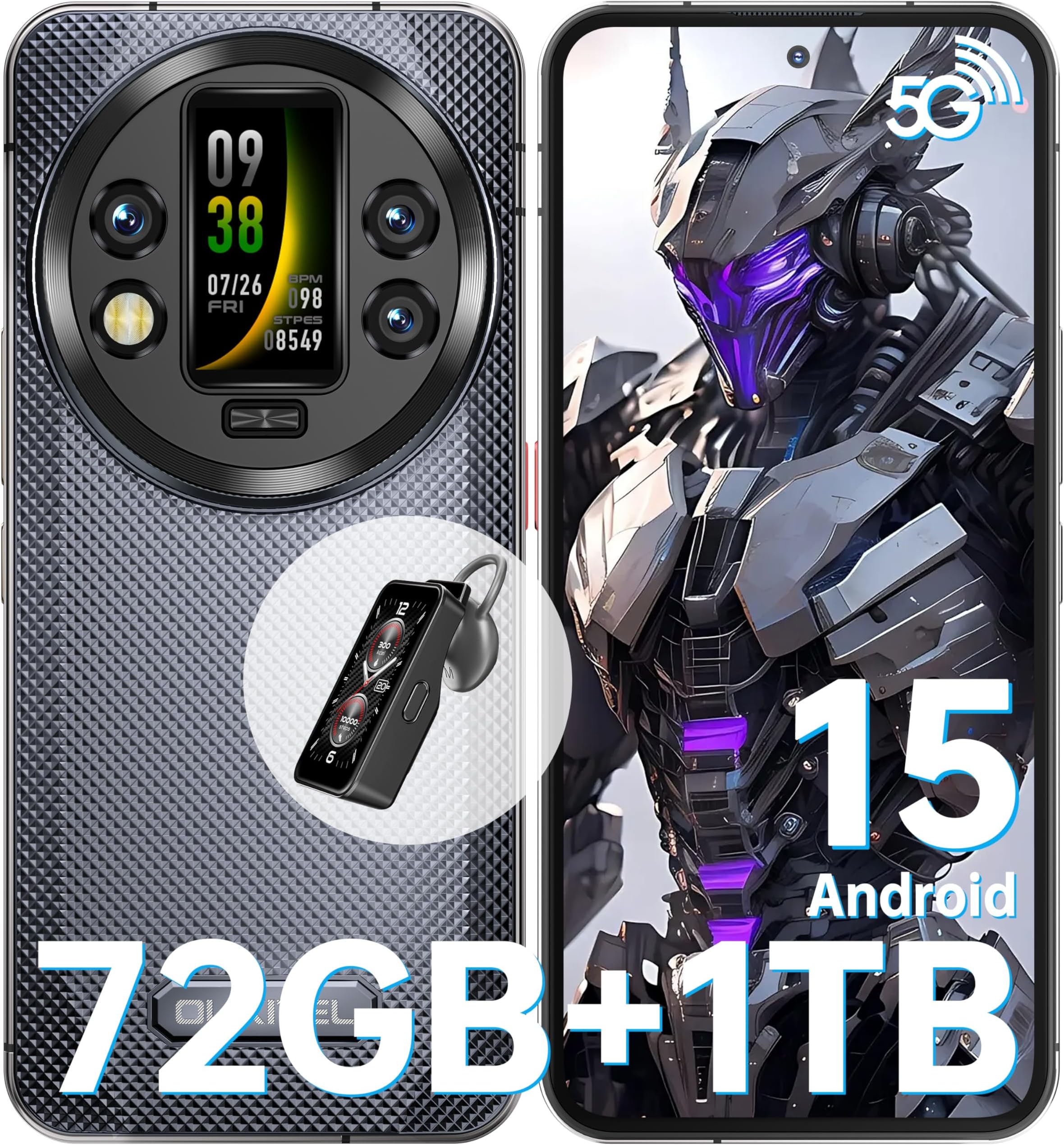 OUKITEL WP200 Pro Rugged Smartphone 5G - Android 15, 72GB (24+48) RAM+1TB ROM, 6.7" Rugged Phone, 8800mAh Android Phones, 108MP Camera, IP68/69K Waterproof Phone, 4G Dual SIM/NFC/OTG/GPS, 2025 (Grey)