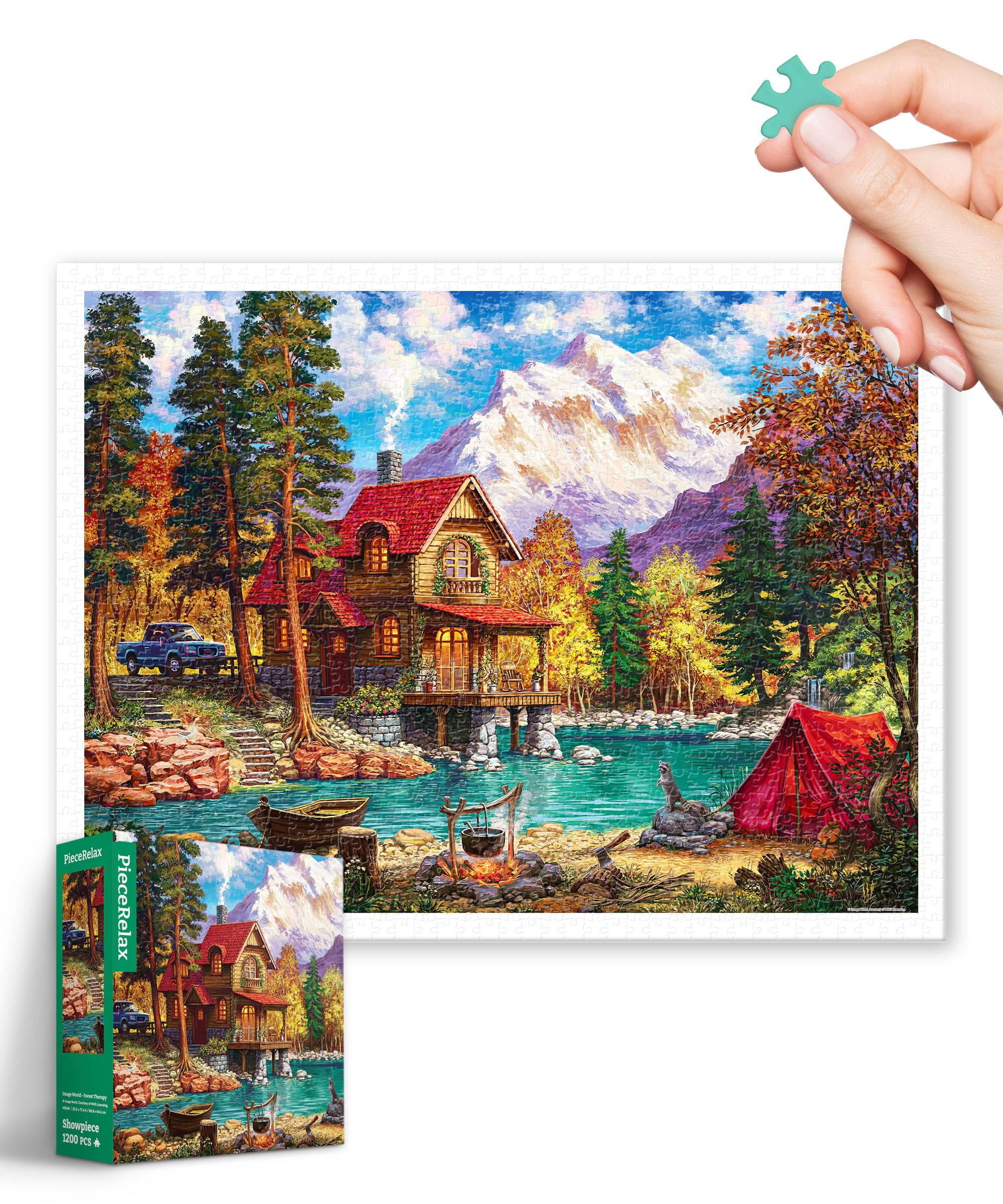PieceRelax Plastic Jigsaw Puzzles for Adults 1200 Pieces - Image World - Forest Therapy Most Satisfying Table Games and Gifts No Puzzle Mat Required [