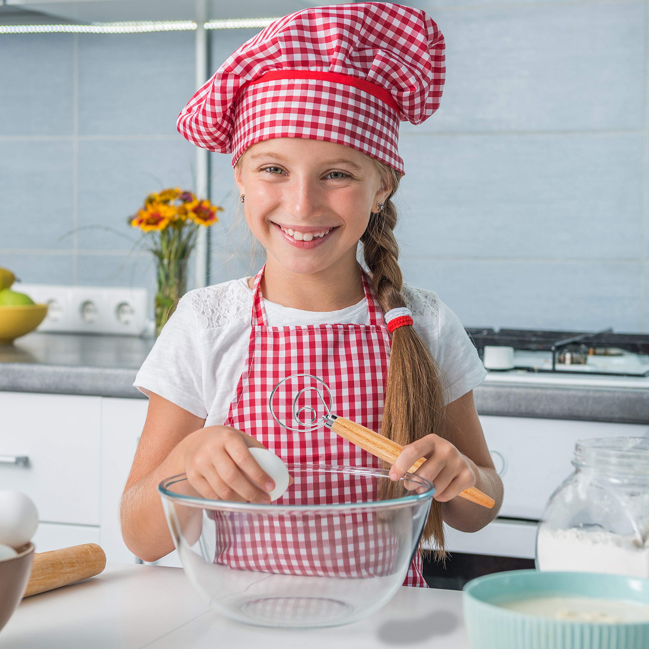 Fouet à Pâte Danois à Deux Yeux – Fouet à Pain Au Levain En Acier Inoxydable Avec Poignée En Bois Antidérapante – Fouet à Pâte – Fournitures De Cuisson Pour Pain, Pizza