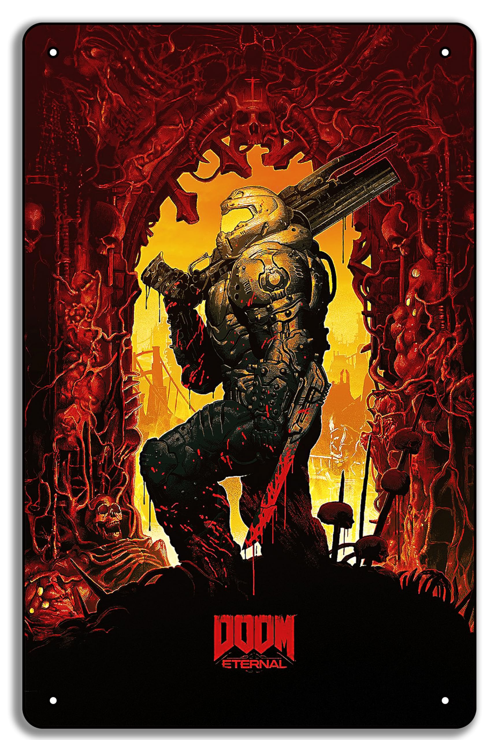 DOOM Eternal Cover 2 Metal Sign Plaque Funny Home Cave Garage bar Wall Decoration 8 x 12 inch