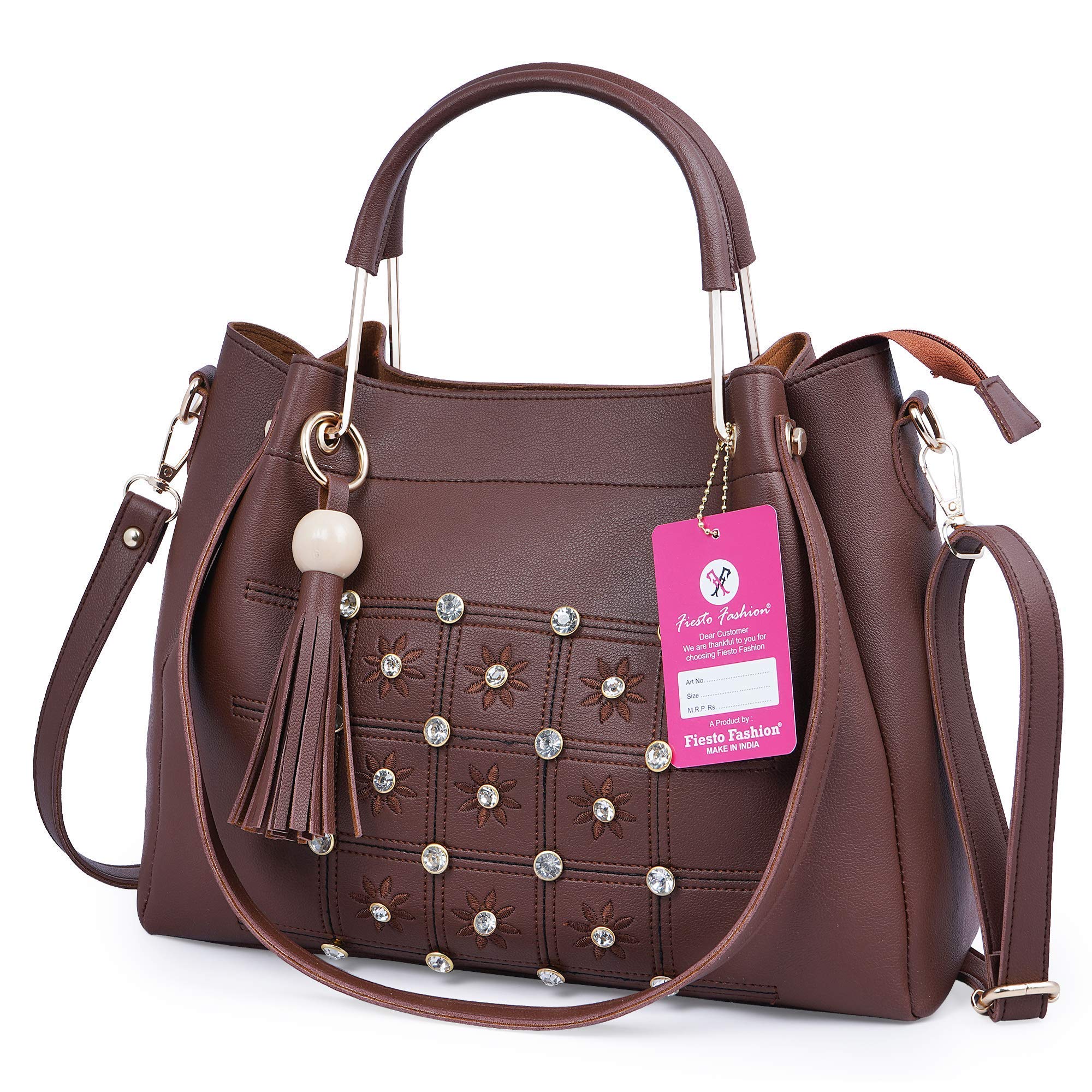 Fiesto Fashion Women's PU Leather Handbags with Sling Bag Large Shoulder Tote Purse Top Handle Satchel (Combo of 3, Brown) 1