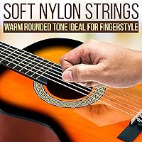 Vista 4 de Pyle Guitarra clásica de 6 cuerdas de 36 pulgadas con sintonizador digital y kit de accesorios, (Sunburst), derecha (PGACLS82SUN.X9)