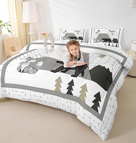 Miniatura 9 de Juego de edredón Kawaii de León, tamaño Queen, juego de ropa de cama de animales salvajes de dibujos animados para niños y niñas, decoración de