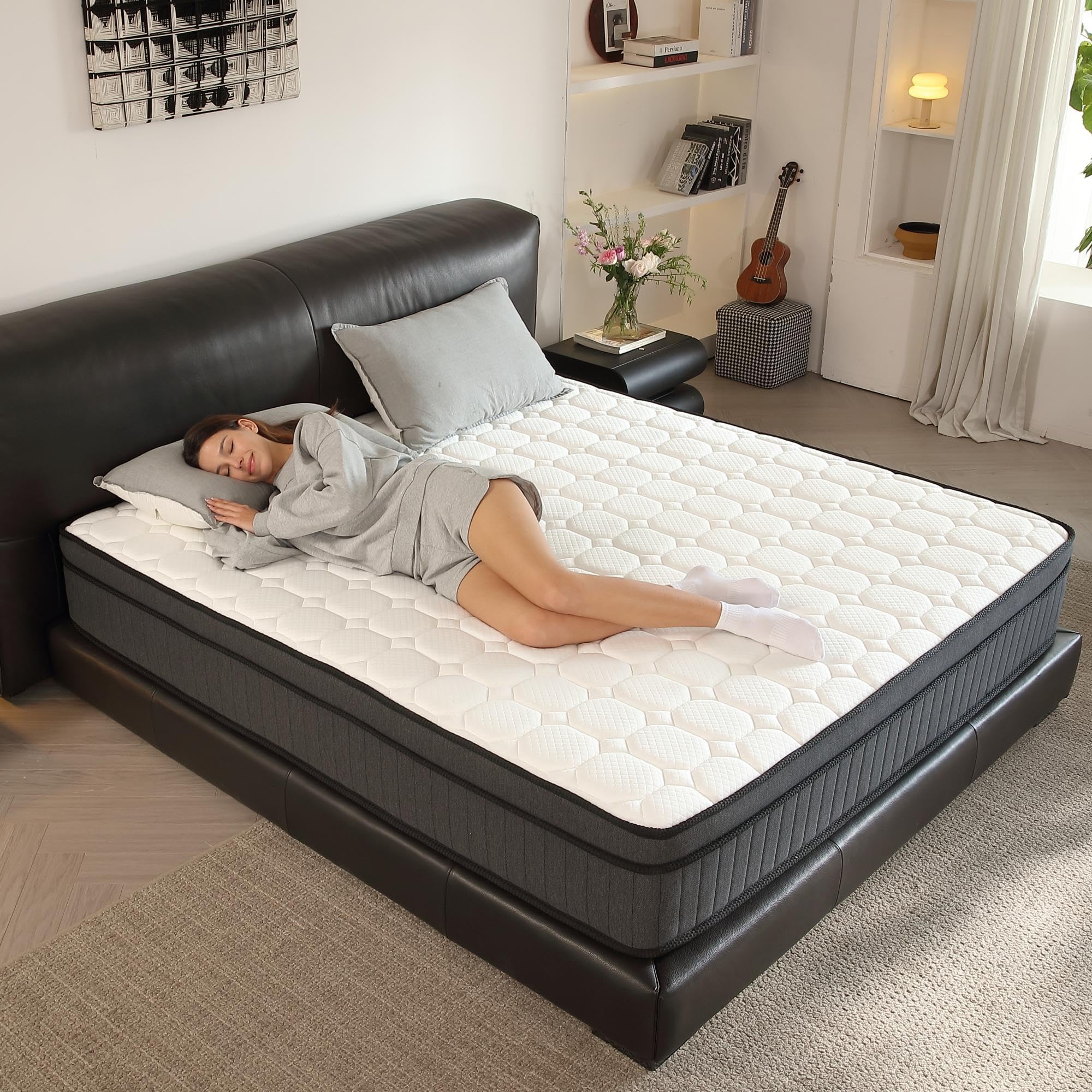 BedsPick Queen Mattress in a Box, 10 Inch Hybrid Individually Wrapped Pocket Coils, Fiberglass Free Breathable Mattress Queen Size for Pressure Relief