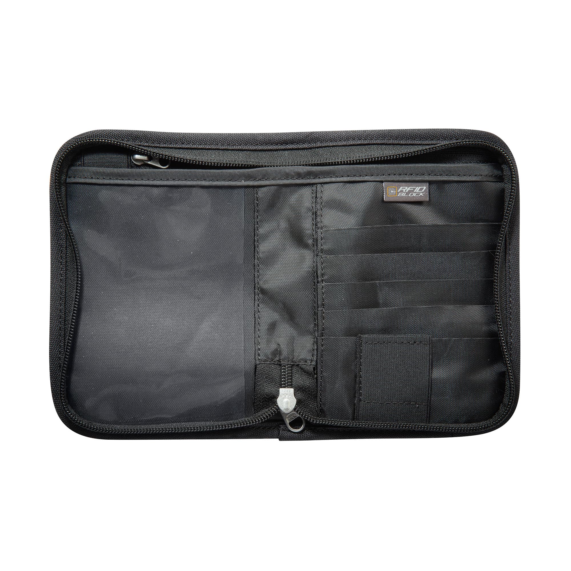 Tatonka Travel Zip M RFID Block - Reisebörse/Reisepasshülle RFID-Blocker - Certyfikat TÜV - Bietet Platz für Reisepass, Kreditkarten und Reisedokumente, Czarny, 17 x 12 x 3 cm, Portfel z blokadą RFID