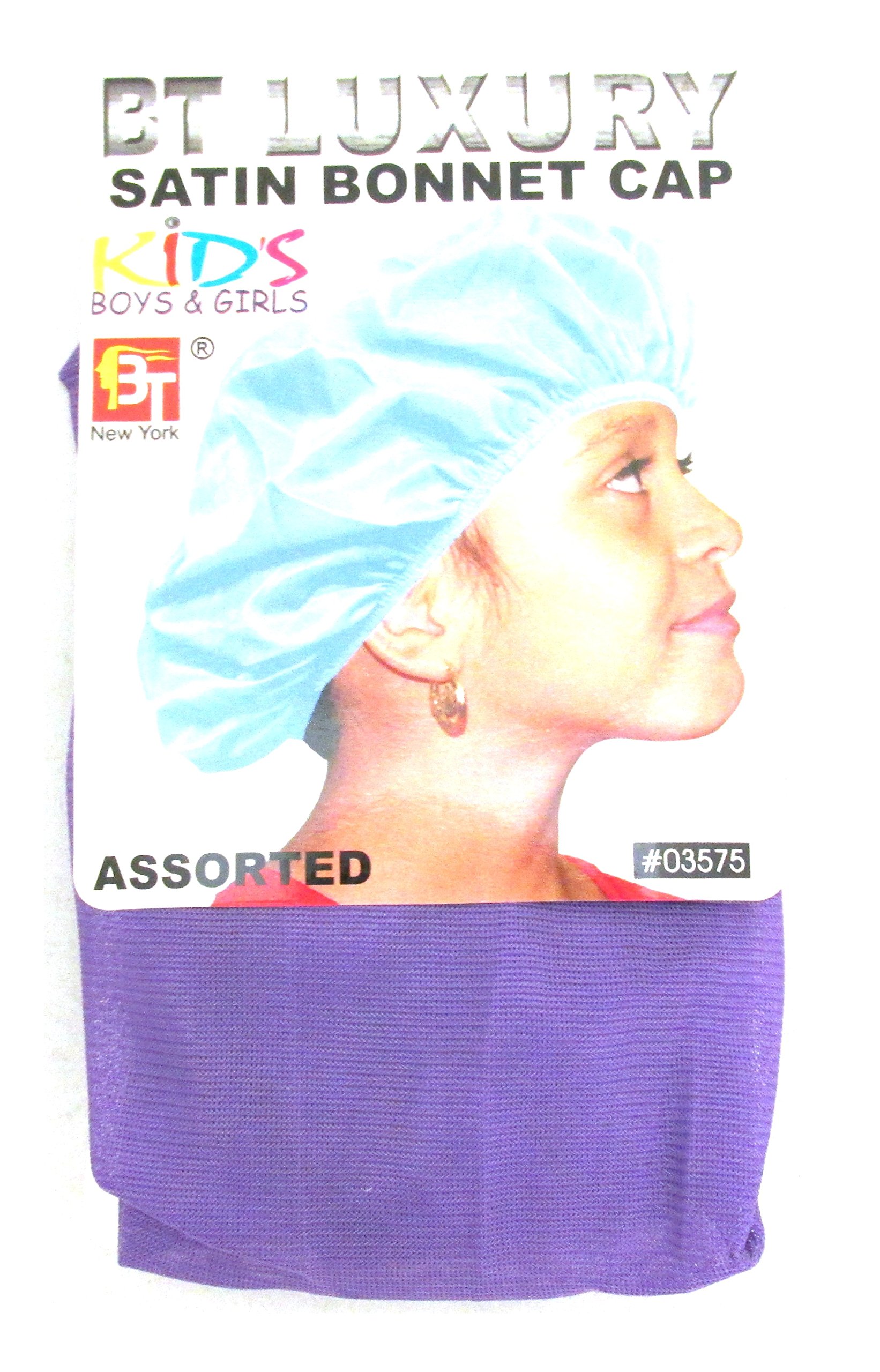 Beauty Town Kids Luxury Satin Bonnet Cap Purple