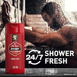 Old Spice Refreshing Body Wash for Men, 3X Defense, 24/7 Shower Fresh with Long Lasting Scent, Travel Size, Red Collection, Swagger with Cedarwood Scent, 3 oz