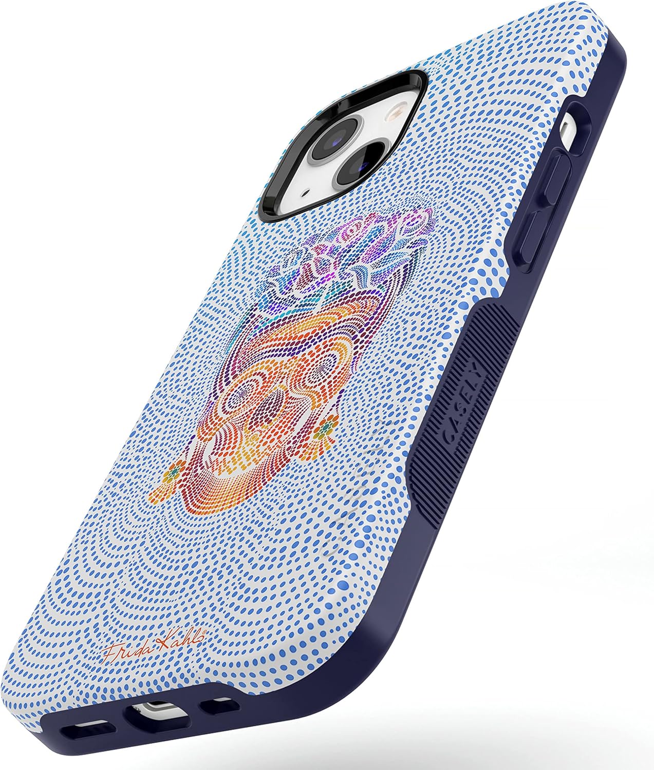 Casely iPhone 14 Plus Case | Vida y Muerte | Frida Kahlo Dotted Skull | Bold Protective Design | MagSafe Compatible Design