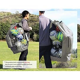 Fitdom Heavy Duty XL Soccer Mesh Equipment Ball Bag w/Adjustable Shoulder Strap Design for Coach. with an Over-Sized Front Pocket for Sporting Accessories. Best for All Outdoor & Water Gears