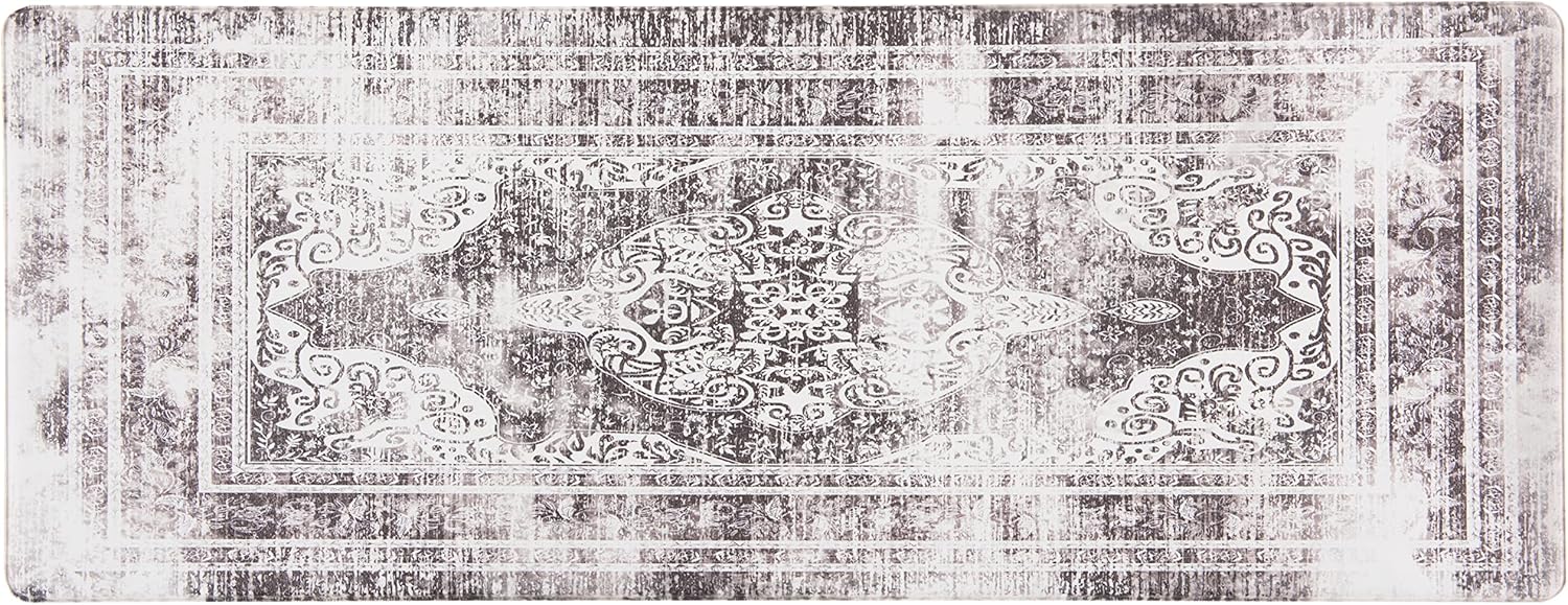 Rugshop Distressed Traditional Anti Fatigue Non Slip Stain Resistant Waterproof Standing Mat for Kitchen, Front of Sink, Laundry Room,Standing Desk, Office 18" x 47" Gray