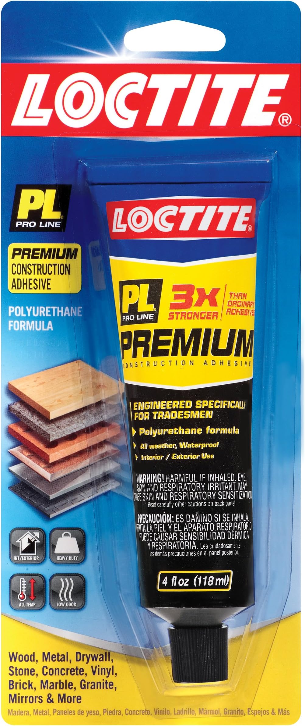 PL Premium Polyurethane Construction Adhesive, 4 Ounce Squeeze Tube, 12-Pack (1873776-12)