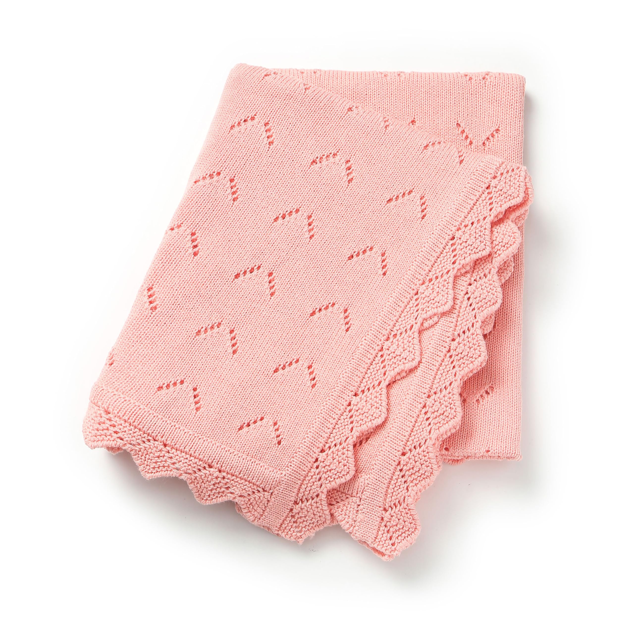 Loyfoky Baby Knit Blanket 100% Cotton Soft Cellular Blankets Cozy for Boy Girl Newborns Swaddling,Nursery,Pram,Pink 100x80cm