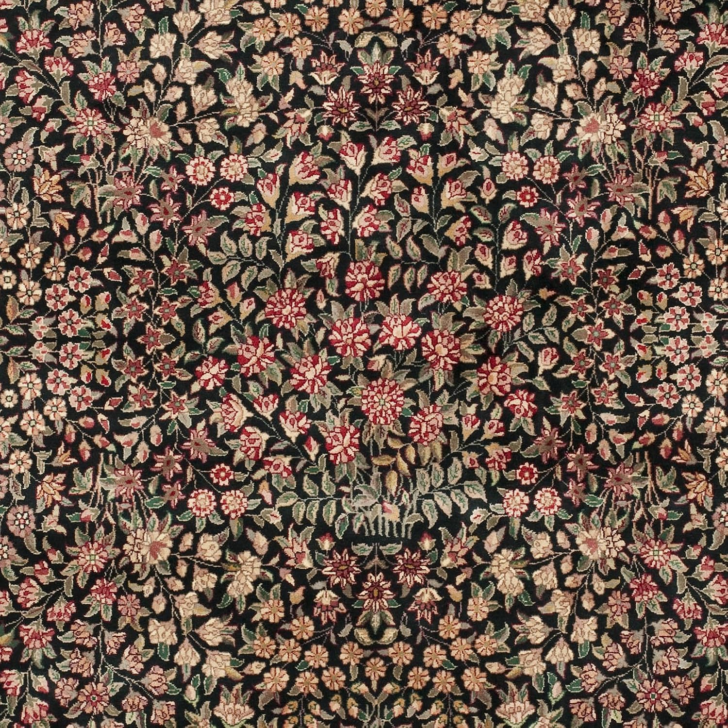 SAFAVIEH Royal Kerman Collection Area Rug - 6' Round, Black & Red, Handmade Traditional Wool, Ideal for High Traffic Areas in Living Room, Bedroom (RK4A)