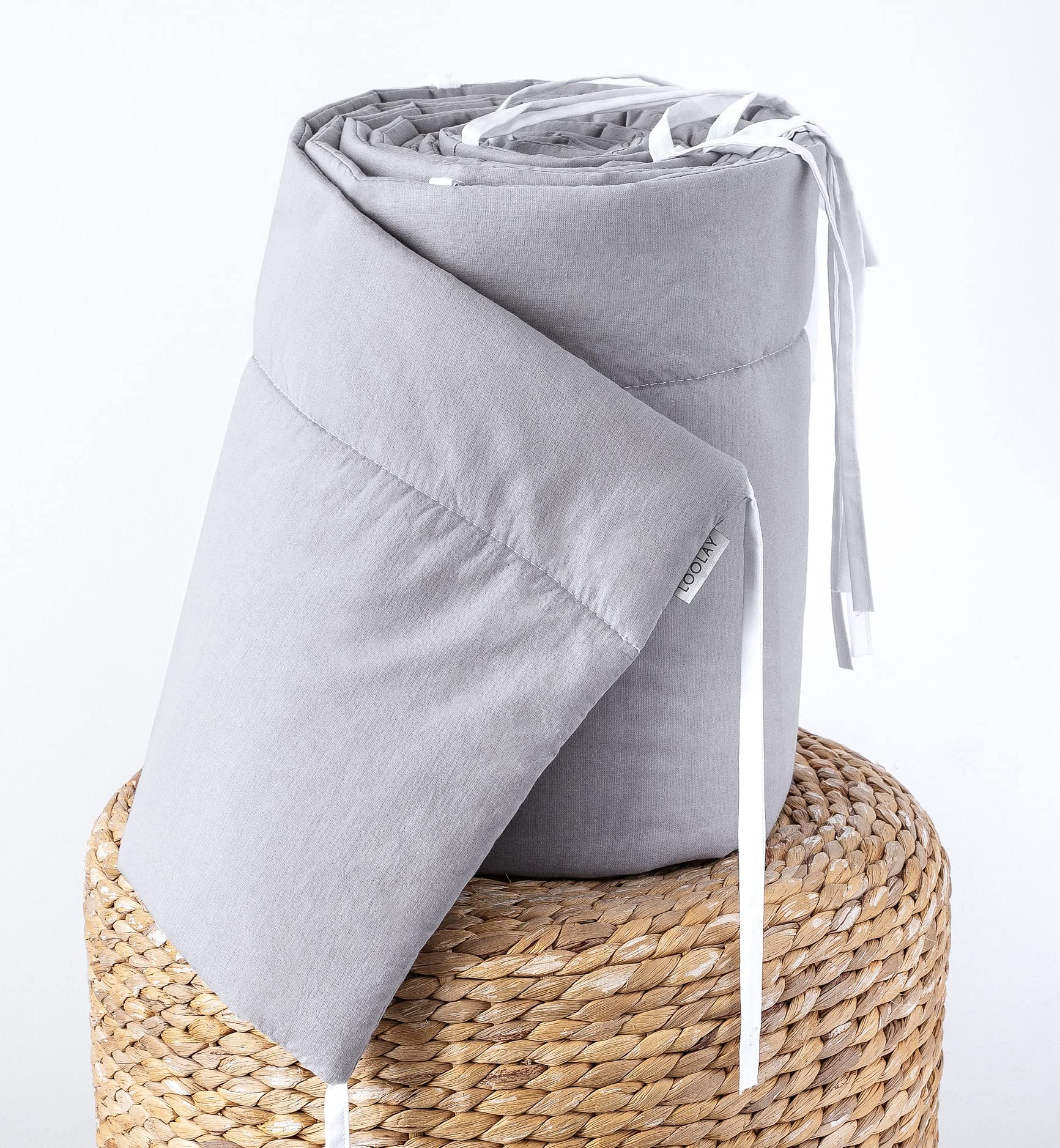 LOOLAY GRAU Mittelgrau 420, 360, 210, 180 x 30 cm für 140 x 70 oder 120 x 60 cm Baumwolle Netzstoff Handmade - PASST NUR ZU DEN ANGEGEBENEN GRÖSSEN ! (180 cm)