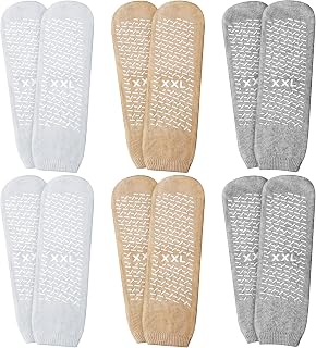 Panitay 6 Pairs XX Large Slipper Socks Terry Ring Non Slip Gripper Socks for Adults Home Hospital