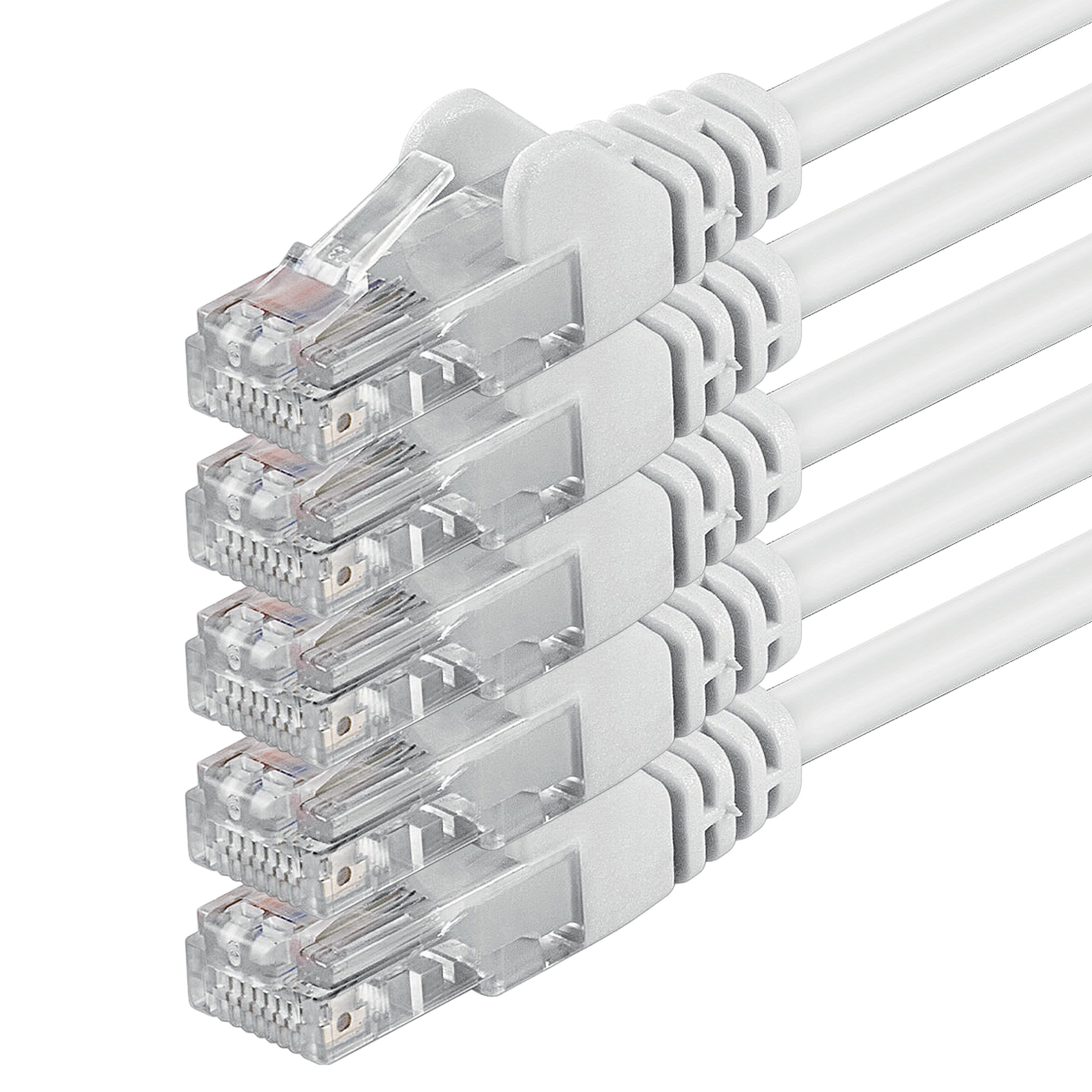 1aTTack.de 10m - weiß - 5 Stück - (PACK) - CAT.6 CAT6 Ethernet-Lan-Netzwerk-Kabel 1000 Mbit/s Patchkabel