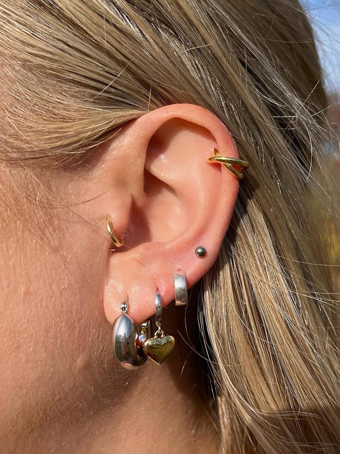 925 Sterling Silver 6mm Thick Chunky Hoop Earrings, Sold as a Pair - Image 2