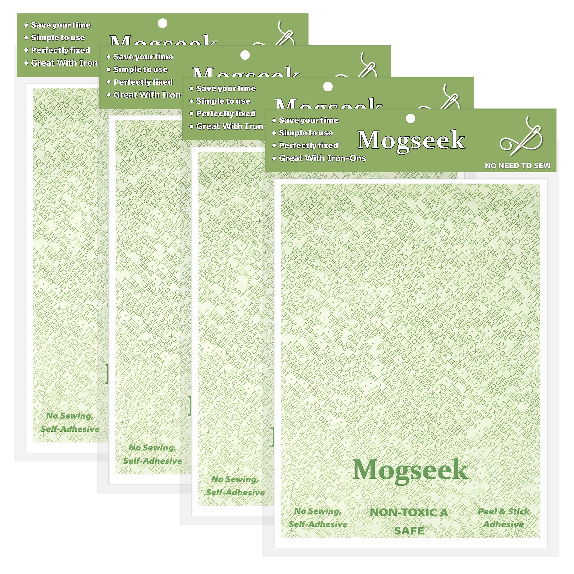 Patch Magic Adhesive, Girl Scout Patch Adhesive Washable Double-Sided Glue for Scout Badges, Patches, Fabric, and More, Cut to Fit Freestyle, No Sew No Iron 4 Pack