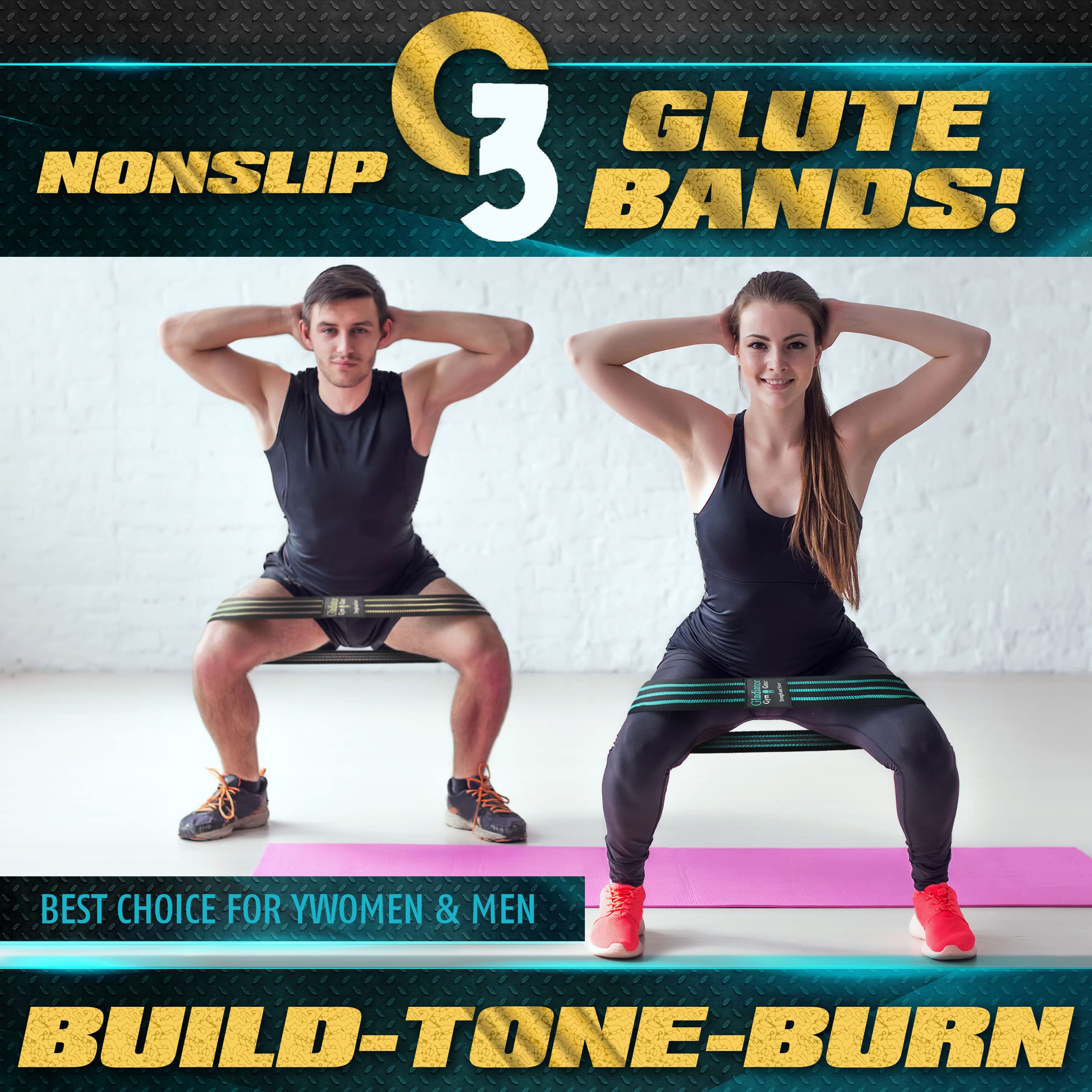 Buy GLADIATOR GYM GEAR Glute Bands for Women, Non Slip Resistance Bands Fabric. Glute Loop Glute