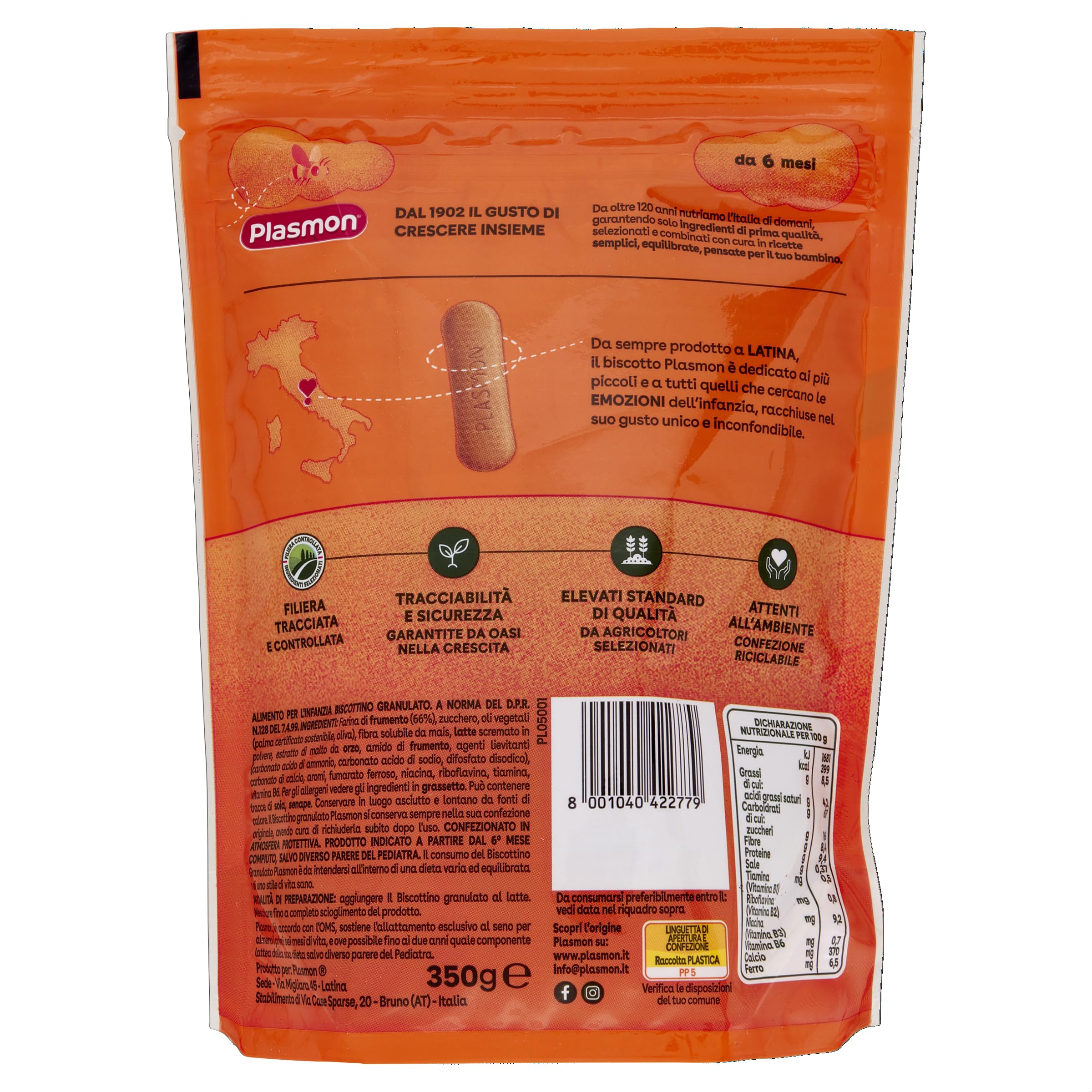Plasmon Biscotto Granulato 350g (6 Confezioni)