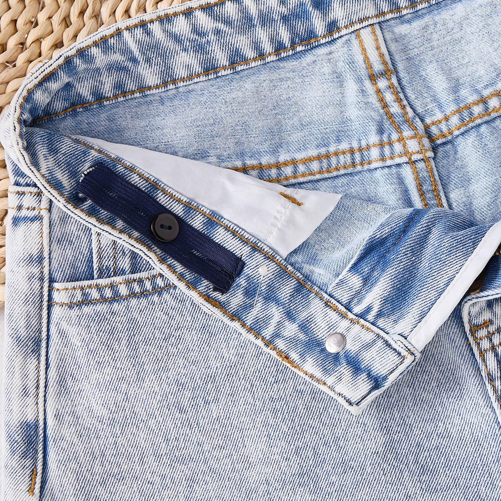 Shorts Noir Fille-Short en Jean Fin et décontracté pour Fille- Ample et Tendance- idéal pour l'été Combinaison Fille Noire