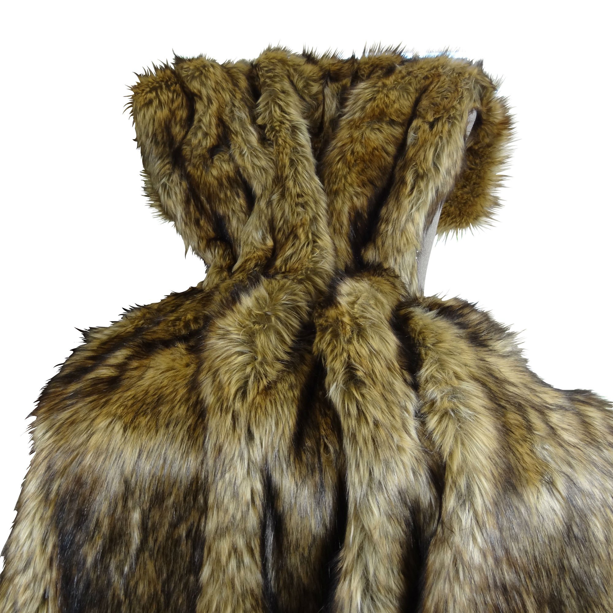 Brown Fur Throw Blanket & Bedspread – Brown Wolf Faux Fur – Light & Dark Browns Caramel & Coffee Colors – Faux Fur – Luxury Throw Blanket & Bedspread, Handmade in USA, 16406