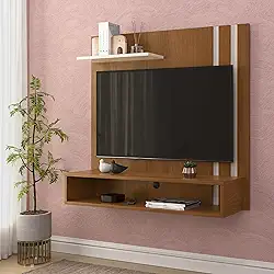 Painel TV Smart 32 Polegadas com Nicho Central/Prateleira/Sala/Quarto (FREIJÓ OFF WHITE)