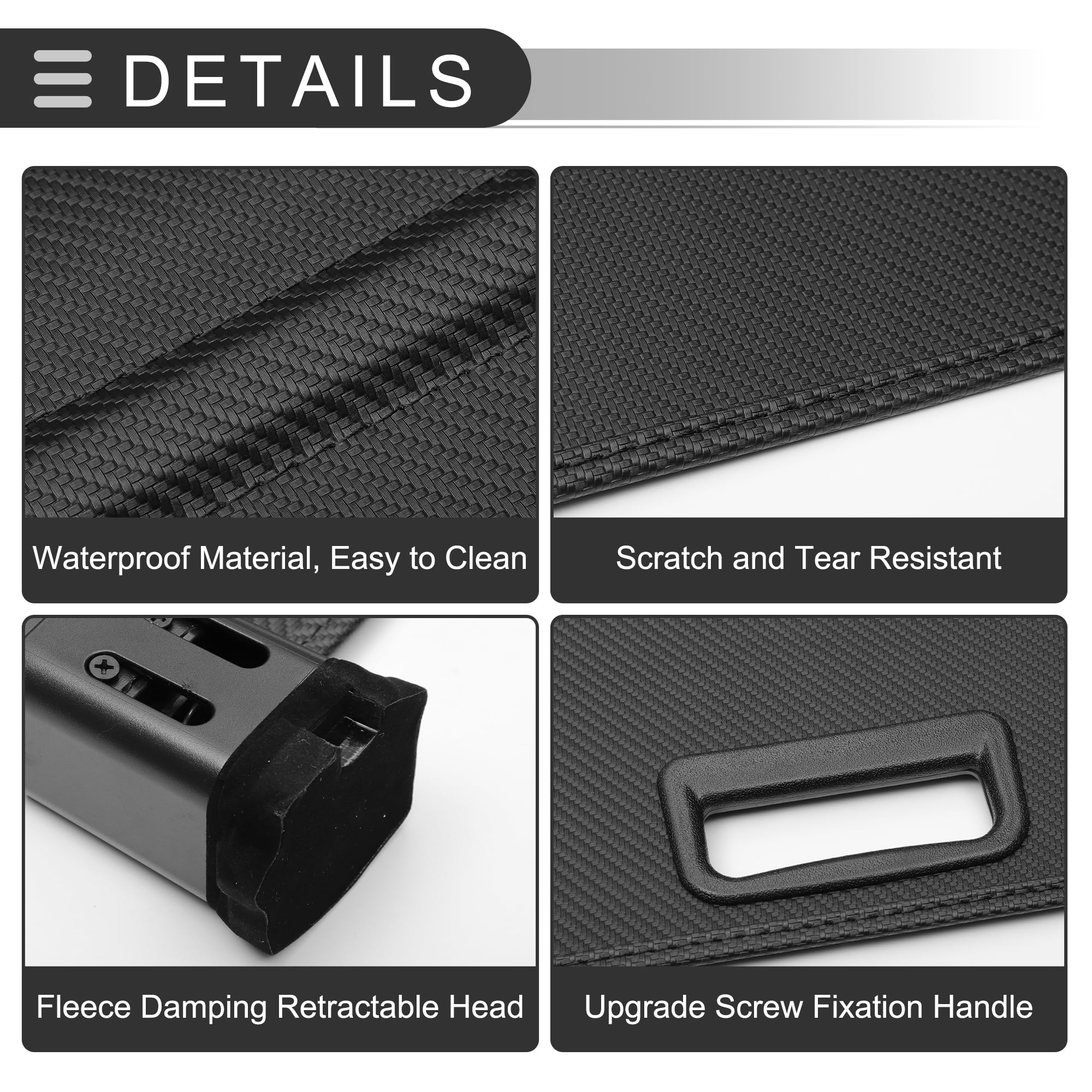 Motoforti Copertura Del Bagagliaio Retrattile Per Audi Q5 18-24 1 Pc | Fibre Di Carbonio Nera, Lega Di Alluminio E Tela, Per Audi SQ5 18-24, Per Audi Q5 PHEV 18-24, Montaggio Facile