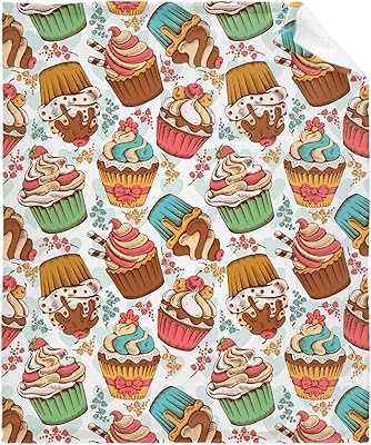 Cupcake Blanket Gift Soft Flannel Art Print Design Sofa Bed Available Practical Portable Adults Children Universal L 60 * 80 in Most People Choice