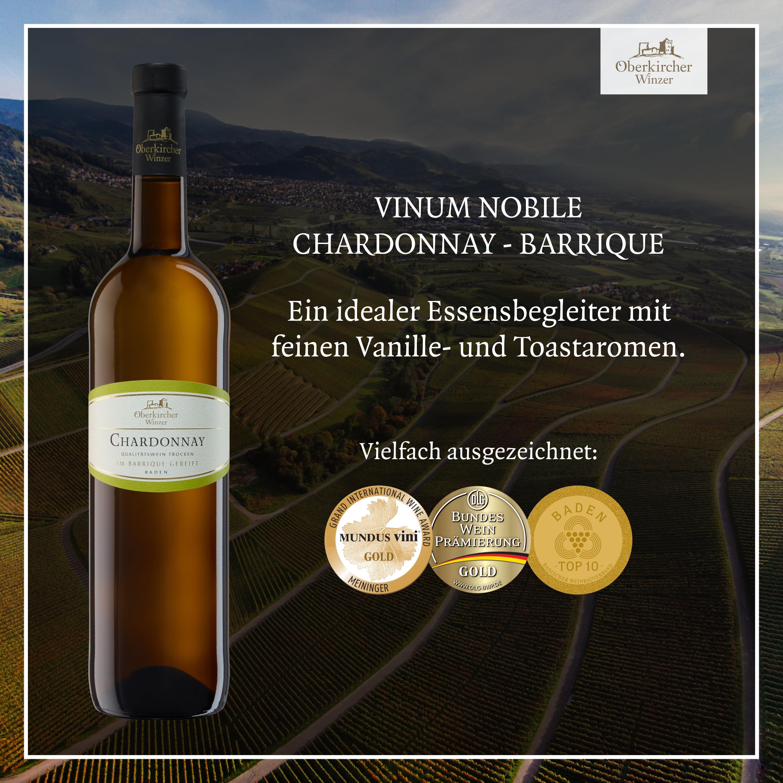 Oberkircher Winzer Wein Probierpaket - VINUM NOBILE - Riesling, Grauburgunder, Chardonnay, Spätburgunder, Merlot, Syrah - Premium Weißweine & Rotweine trocken aus Baden (6 x 0,75l)