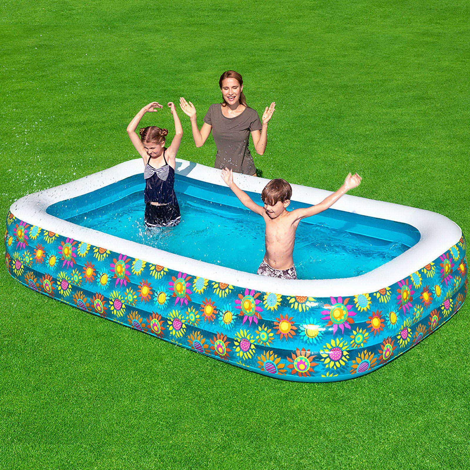 Bestway 54121 - Planschbecken 305x183x56cm Rectangular Fantasy Family Pool,