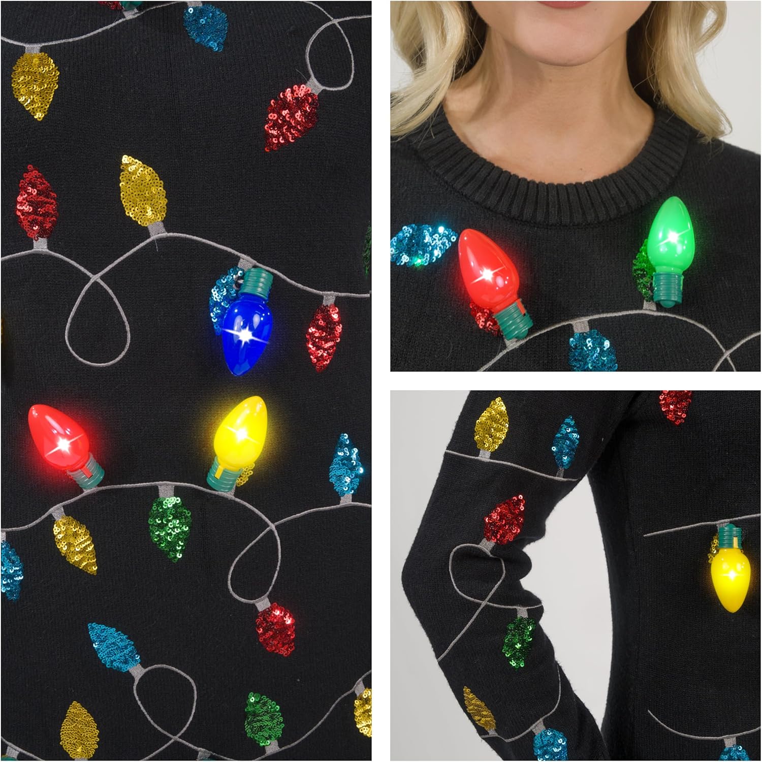 Giggling Getup Womens Light Up Ugly Christmas Sweater Dress with Light Up Bulb, Sweater Dresses for Women 2025 - Image 7
