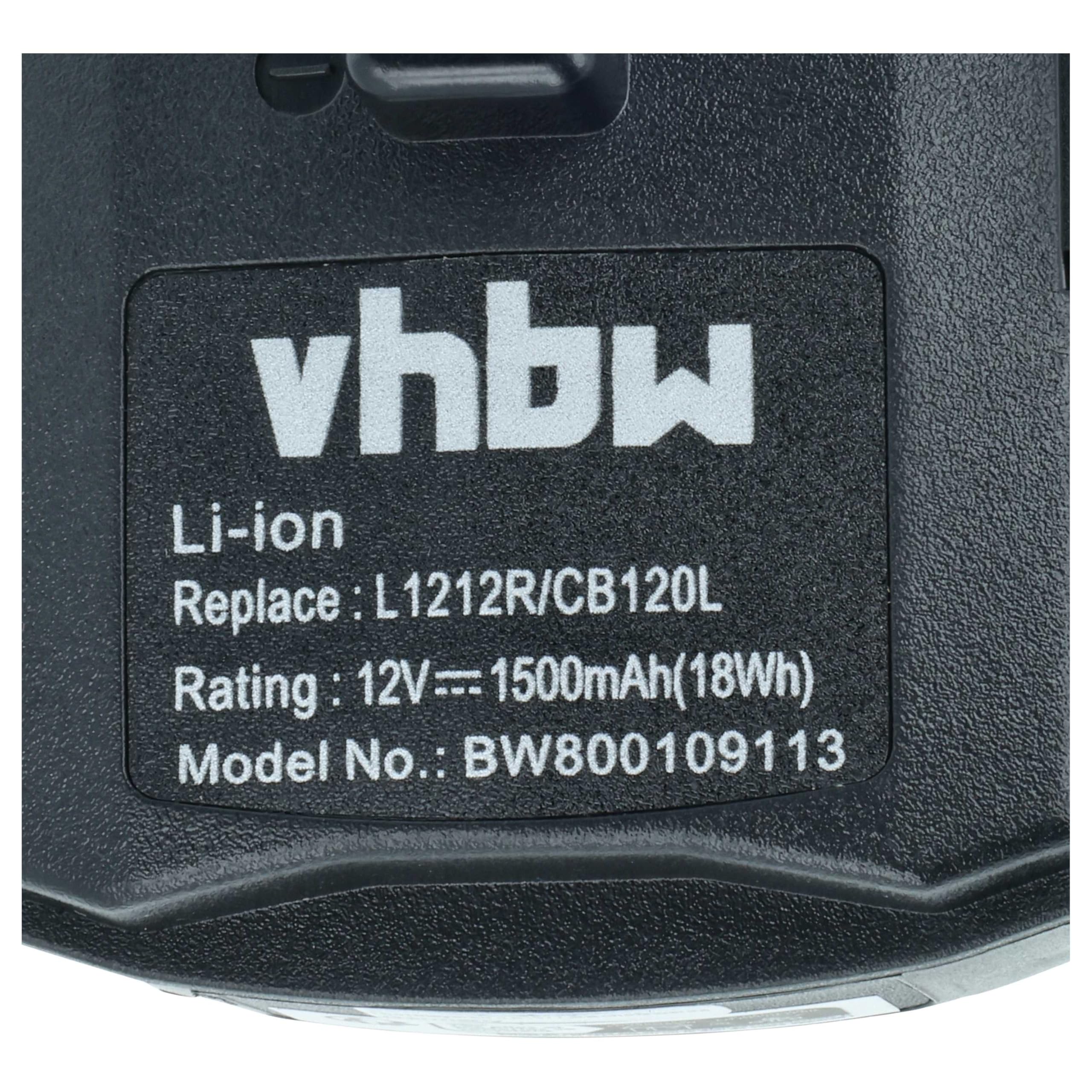 vhbw 2 x akumulator kompatybilny z Ryobi CK212DA, CAH120LK, CD100, BID-1201, CS-1201, CKF-120LM, narzędzie CR-1201 (1500 mAh, litowo-jonowy, 12 V)