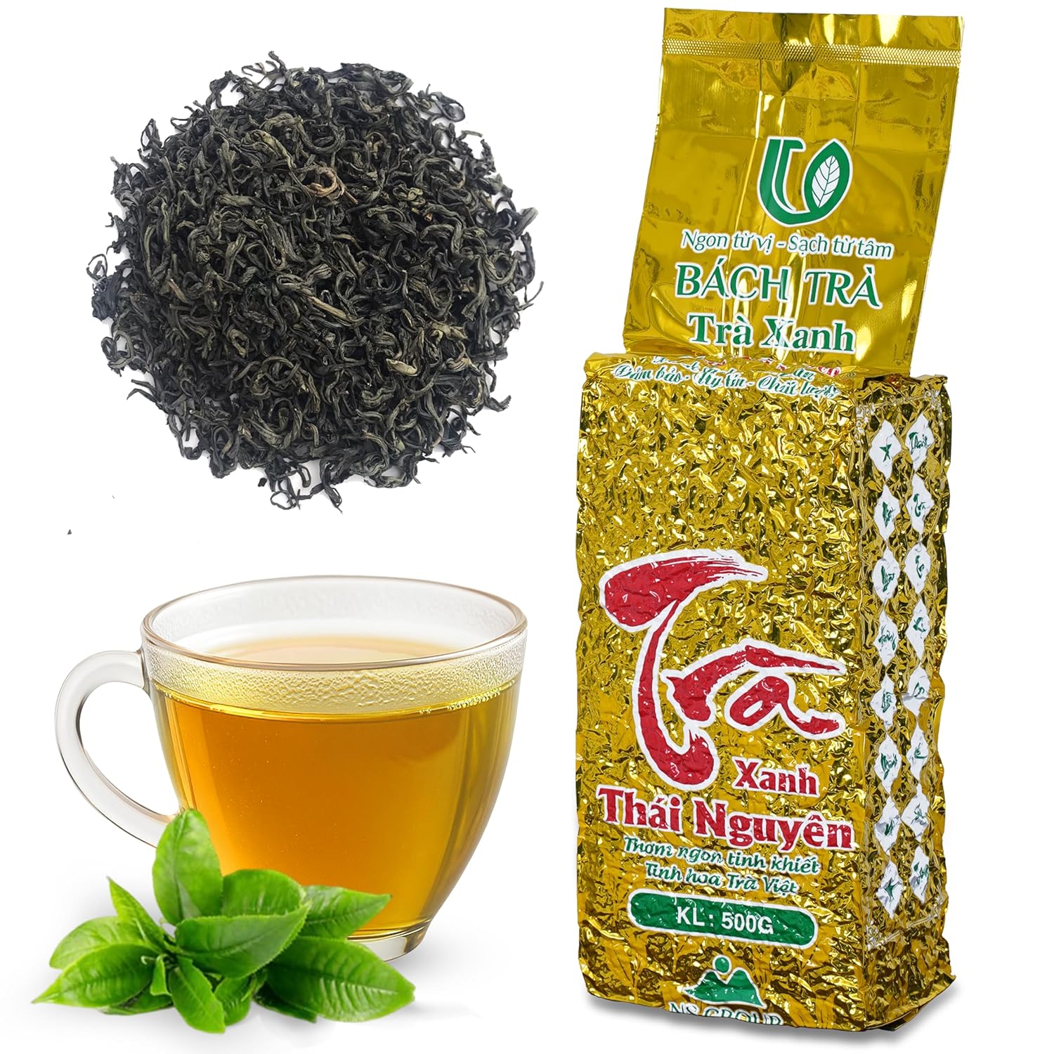 BACH TRA Green Tea Loose Leaf 17.64 oz | Authentic Thai Nguyen Tea Buds | Smooth & Naturally Low Caffeine | Large Value Pack