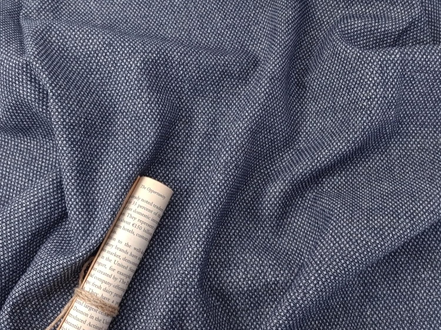 Medium Weight Linen Cotton Polyester Dobby Fabric 4636 Navy(Dark)