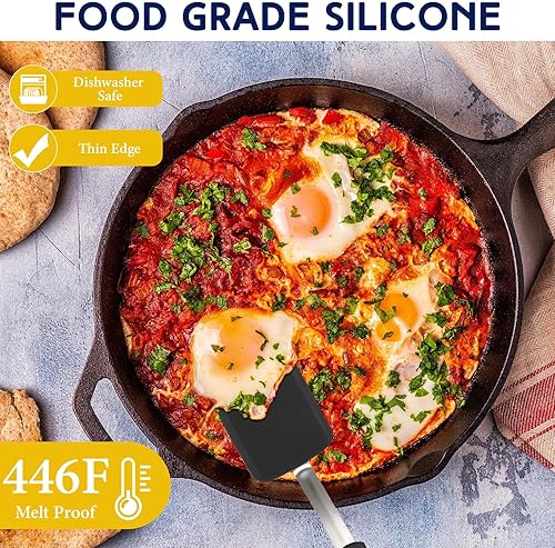 Miniatura 5 de Gejoy 4 espátulas de silicona para galletas, mini espátulas de brownie, espátulas flexibles de silicona antiadherentes, resistentes al calor, sin